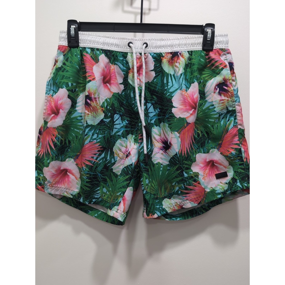 HUGO BOSS Black Label Floral Tropical Swim Trunks‎ Men's L Beach Vacation Resort